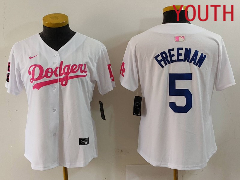 Youth Los Angeles Dodgers #5 Freeman White joint name 2024 Nike MLB Jersey style 912